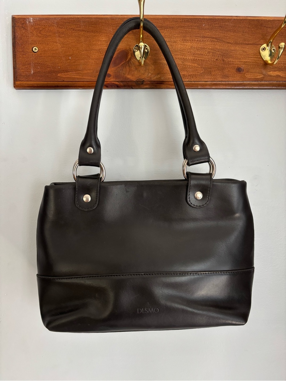 DESMO Black Leather Shoulder Bag